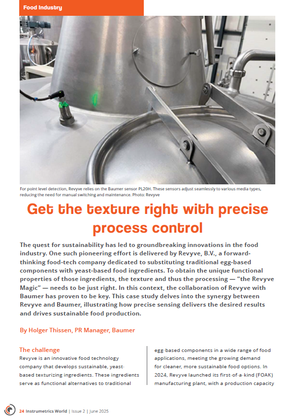 technical article about measurement and instrumentation in food industry
